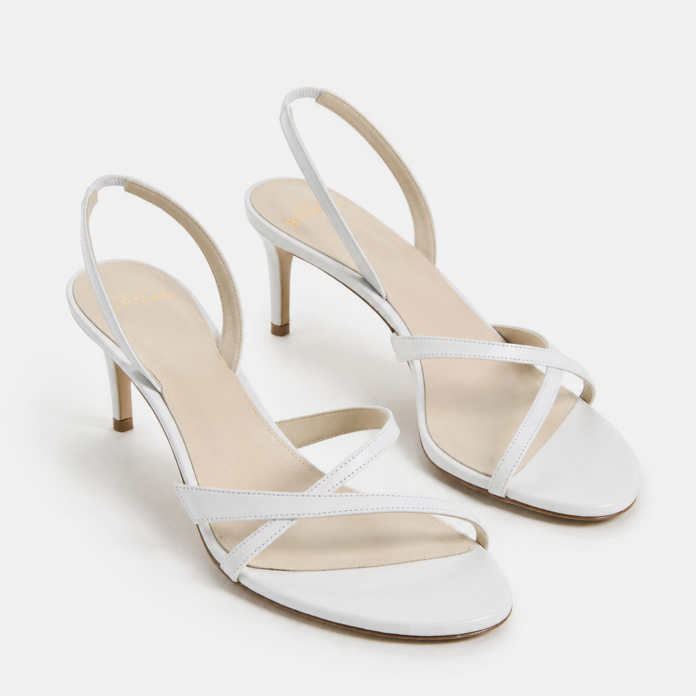 Alexandre Birman Tita 60 White Leather Slingback Strappy Sandals EU 37.5 US 7.5